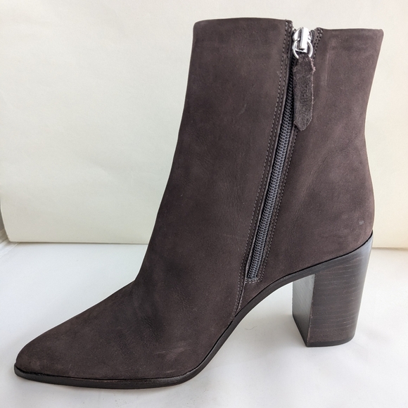 Schutz Mikki Block Heel Brown Suede Bootie Pointed Toe Nobuck Size 8 - Picture 4 of 14